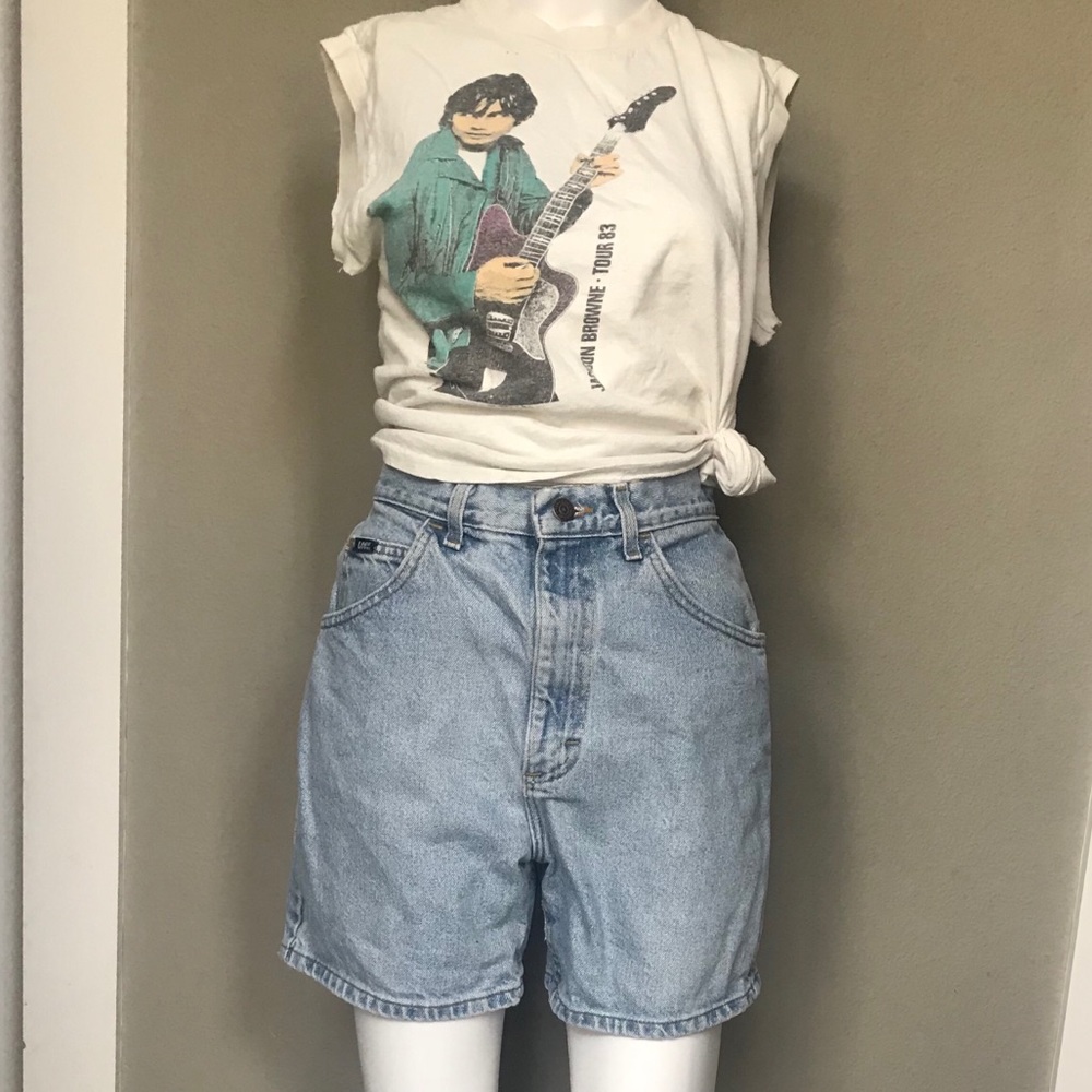 Vintage High Waisted Light Wash Denim Lee Shorts 1970s EXCELLENT